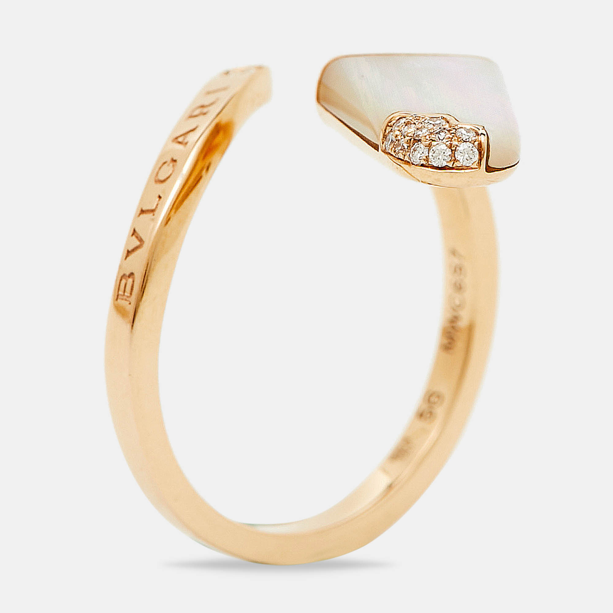 Bvlgari Gelati Mother of Pearl Diamond 18K Rose Gold Cocktail Ring Size 56, Rings - Luxury Closet catalog
