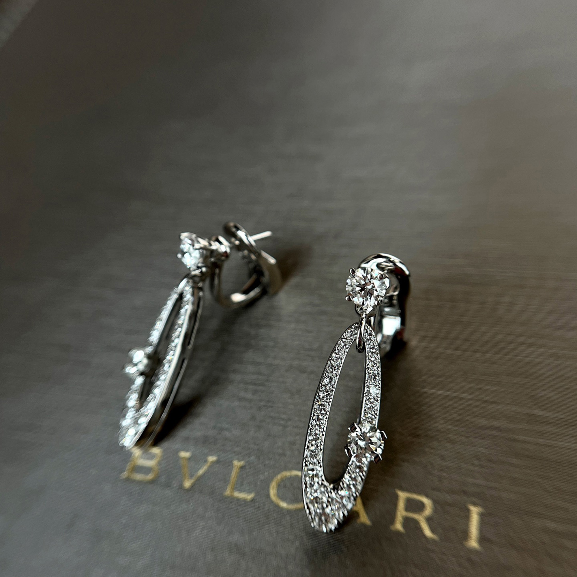 Bvlgari 18K White Gold and Diamond Elisia Earrings, Earrings - Luxury Closet catalog