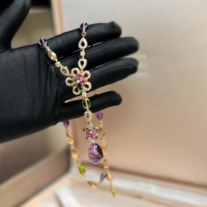 Bvlgari 18K Rose Gold Gemstone and Diamond Fiorever Flower Pendant Necklace, Necklaces - Luxury Closet catalog