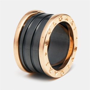 Bvlgari B.Zero1 4-Band Black Ceramic 18k Rose Gold Ring Size 50, Rings - Luxury Closet catalog