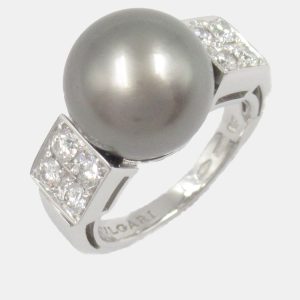 Bvlgari Pearl and Diamond 18k White Gold Ring EU 48, Rings - Luxury Closet catalog