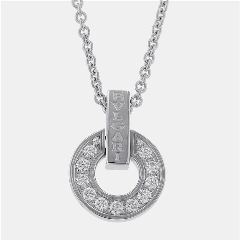 Bvlgari 18K White Gold Bvlgari Bvlgari Diamond Openwork Necklace, Necklaces - Luxury Closet catalog
