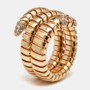 Bulgari Serpenti Tubogas Diamond 18k Rose Gold Wrap Ring Size 55 (L), Rings - Luxury Closet catalog