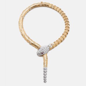 Bvlgari Serpenti Diamonds Rubies 18k Two Tone Gold Necklace, Necklaces - Luxury Closet catalog