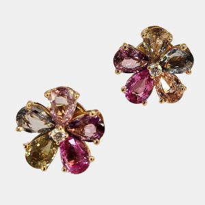 Bvlgari Flower 18K Yellow Gold Diamond and Multi-Color Sapphire Earrings, Earrings - Luxury Closet catalog
