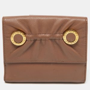Bvlgari Brown Leather Logo Flap Compact Wallet, Wallets & Money Clips - Luxury Closet catalog