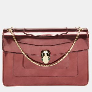 Bvlgari Burgundy Patent Leather Medium Serpenti Forever Flap Shoulder Bag, Shoulder Bags - Luxury Closet catalog