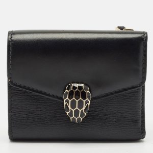 Bvlgari Black Leather Serpenti Forever Trifold Wallet, Wallets & Money Clips - Luxury Closet catalog