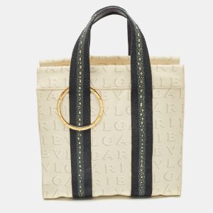 Bvlgari Blue/Off White Logomania Canvas and Stingray Bangle Tote, Tote Handbags - Luxury Closet catalog
