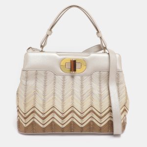 Bvlgari Beige/Brown Leather Isabella Rossellini Top Handle Bag, Satchels - Luxury Closet catalog