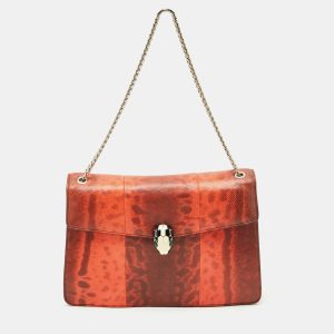 Bvlgari Orange Karung Leather Medium Serpenti Forever Shoulder Bag, Shoulder Bags - Luxury Closet catalog