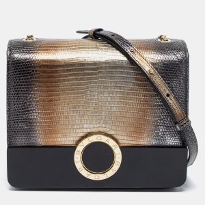 Bvlgari Metallic/Black Lizard,Perspex and Leather Small Flap Cover Shoulder Bag, Shoulder Bags - Luxury Closet catalog