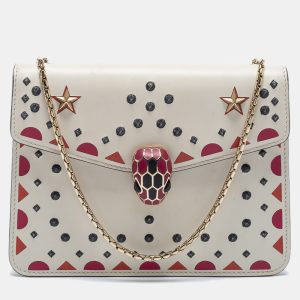 Bvlgari Off White Printed and Embroidered Leather Small Serpenti Forever Shoulder Bag, Shoulder Bags - Luxury Closet catalog