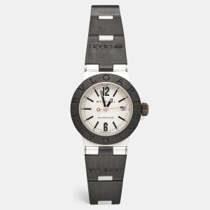 Bvlgari Silver Two-Tone Aluminum Rubber Diagono AL29TA Women's Wristwatch 29 mm, Watches - Luxury Closet catalog