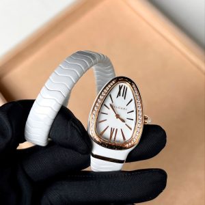 Bvlgari White Diamond 18k Rose Gold Serpenti 102613 Quartz Women's Wristwatch 35 mm, Watches - Luxury Closet catalog