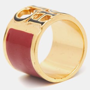 Carolina Herrera CH Enamel Gold Tone Ring Size 53, Jewelry - Luxury Closet catalog
