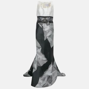 Carolina Herrera White & Black Silk Jacquard Embellished Detail Sleeveless Mermaid Gown L, Dresses - Luxury Closet catalog