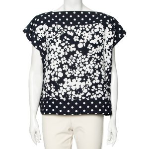 CH Carolina Herrera Navy and White Floral Print Square Top M, Shirts & Tops - Luxury Closet catalog