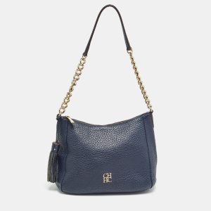 Carolina Herrera Navy Blue Leather Maria Tassel Hobo, Shoulder Bags - Luxury Closet catalog