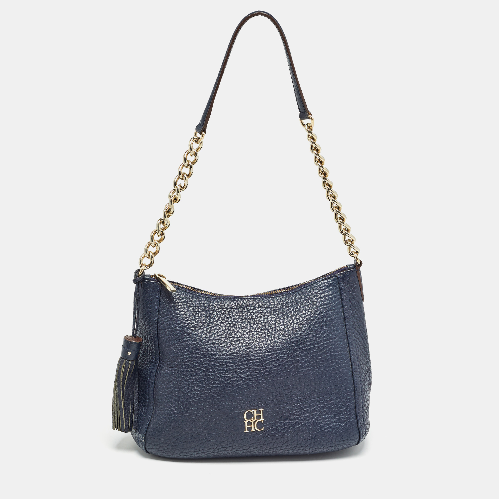 Carolina Herrera Navy Blue Leather Maria Tassel Hobo, Shoulder Bags - Luxury Closet catalog