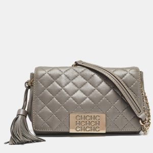 Carolina Herrera Grey Quilted Leather Bimba Tassel Shoulder Bag, Shoulder Bags - Luxury Closet catalog