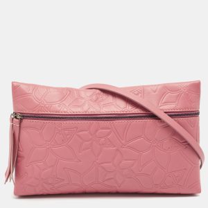 Carolina Herrera Old Rose Floral Embossed Leather Zip Crossbody Bag, Handbags - Luxury Closet catalog