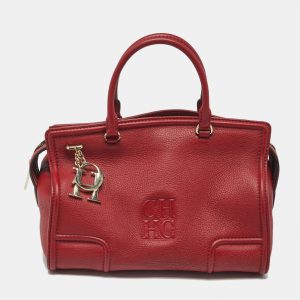 Carolina Herrera Red Leather CH Logo Charm Tote, Tote Handbags - Luxury Closet catalog