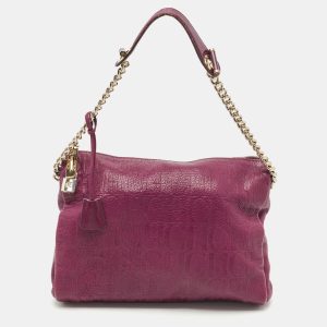 Carolina Herrera Purple Monogram Embossed Leather Lock Shoulder Bag, Shoulder Bags - Luxury Closet catalog