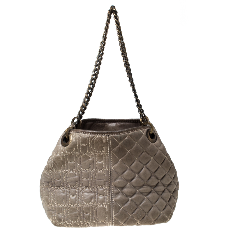 Carolina Herrera Olive Green Monogram Leather Chain Tote, Tote Handbags - Luxury Closet catalog