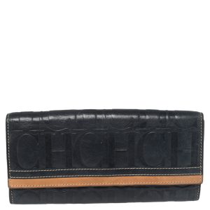 Carolina Herrera Blue/Tan Embossed Leather Flap Wallet, Wallets & Money Clips - Luxury Closet catalog