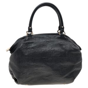 Carolina Herrera Black Monogram Embossed Leather Boston Bag, Satchels - Luxury Closet catalog
