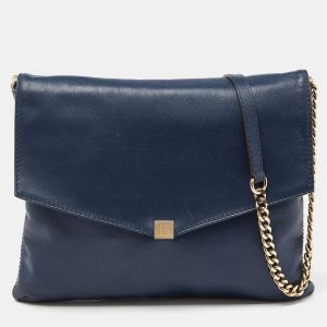 Carolina Herrera Navy Blue Leather Envelope Chain Shoulder Bag, Handbags - Luxury Closet catalog
