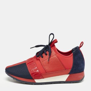 Carolina Herrera Red/Blue Leather and Suede Low Top Sneakers Size 38, Athletic Shoes & Sneakers - Luxury Closet catalog
