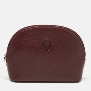 Carteir Burgundy Leather Must de Cartier Cosmetic Pouch, Luggage Accessories - Luxury Closet catalog