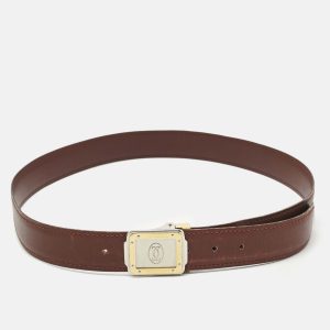 Cartier Burgundy Leather Must de Cartier Buckle Belt, Belt Buckles - Luxury Closet catalog