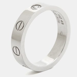 Cartier Love 1 Diamond 18K White Gold Narrow Wedding Band Ring Size 49, Rings - Luxury Closet catalog