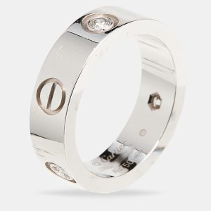 Cartier Love 3 Diamond 18k White Gold Ring Size 53, Rings - Luxury Closet catalog