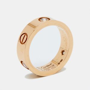 Cartier Love 3 Diamond 18K Rose Gold Band Ring Size 53, Rings - Luxury Closet catalog