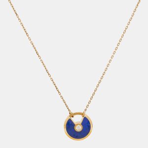 Cartier Amulette De Cartier Lapis Lazuli Diamond 18k Yellow Gold Small Model Necklace, Necklaces - Luxury Closet catalog