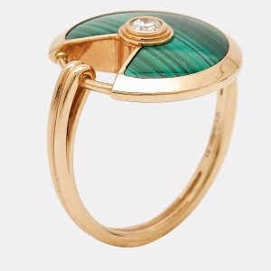 Cartier Amulette De Cartier Malachite Diamond 18k Rose Gold Ring Size 51, Rings - Luxury Closet catalog