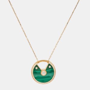 Cartier Amulette De Cartier Diamonds Malachite 18k Rose Gold Long Necklace, Necklaces - Luxury Closet catalog