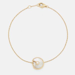 Cartier Amulette De Cartier Mother of Pearl Diamond 18k Yellow Gold XS Model Bracelet, Bracelets - Luxury Closet catalog
