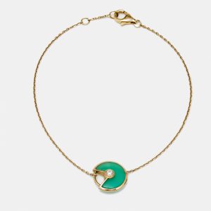 Cartier Amulette De Cartier Chrysoprase Diamond 18k Yellow Gold XS Model Bracelet, Bracelets - Luxury Closet catalog