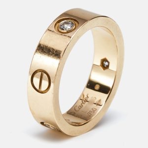 Cartier Love 3 Diamonds 18k Rose Gold Classic Model Ring Size 55, Rings - Luxury Closet catalog