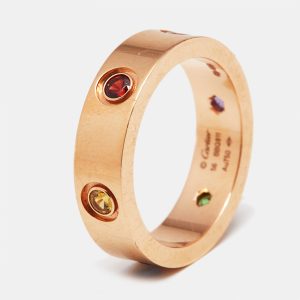 Cartier Love Multi Gemstones 18k Rose Gold Ring Size 56, Rings - Luxury Closet catalog