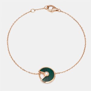 Cartier Amulette De Cartier Malachite Diamond 18k Rose Gold XS Model Bracelet, Bracelets - Luxury Closet catalog