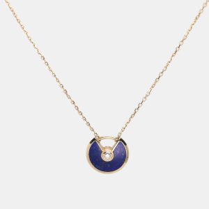 Cartier Amulette De Cartier Diamond Lapis Lazuli 18k Yellow Gold XS Model Pendant Necklace, Necklaces - Luxury Closet catalog