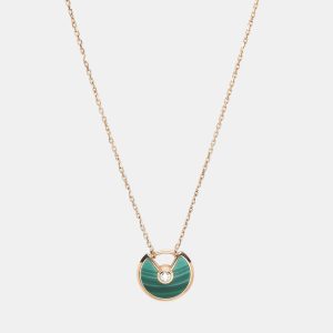 Cartier Amulette De Cartier Malachite Diamond 18k Rose Gold XS Model Necklace, Necklaces - Luxury Closet catalog