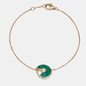 Cartier Amulette De Cartier Malachite Diamond 18k Rose Gold XS Model Bracelet, Bracelets - Luxury Closet catalog
