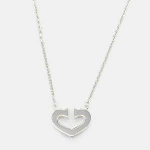 Cartier C De Cartier Heart 18K White Gold Pendant Necklace, Necklaces - Luxury Closet catalog
